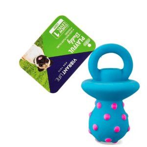 Vibrant Life Playful Buddy Pacifier Dog Toy, Latex with Plush Filling, Chew Leve